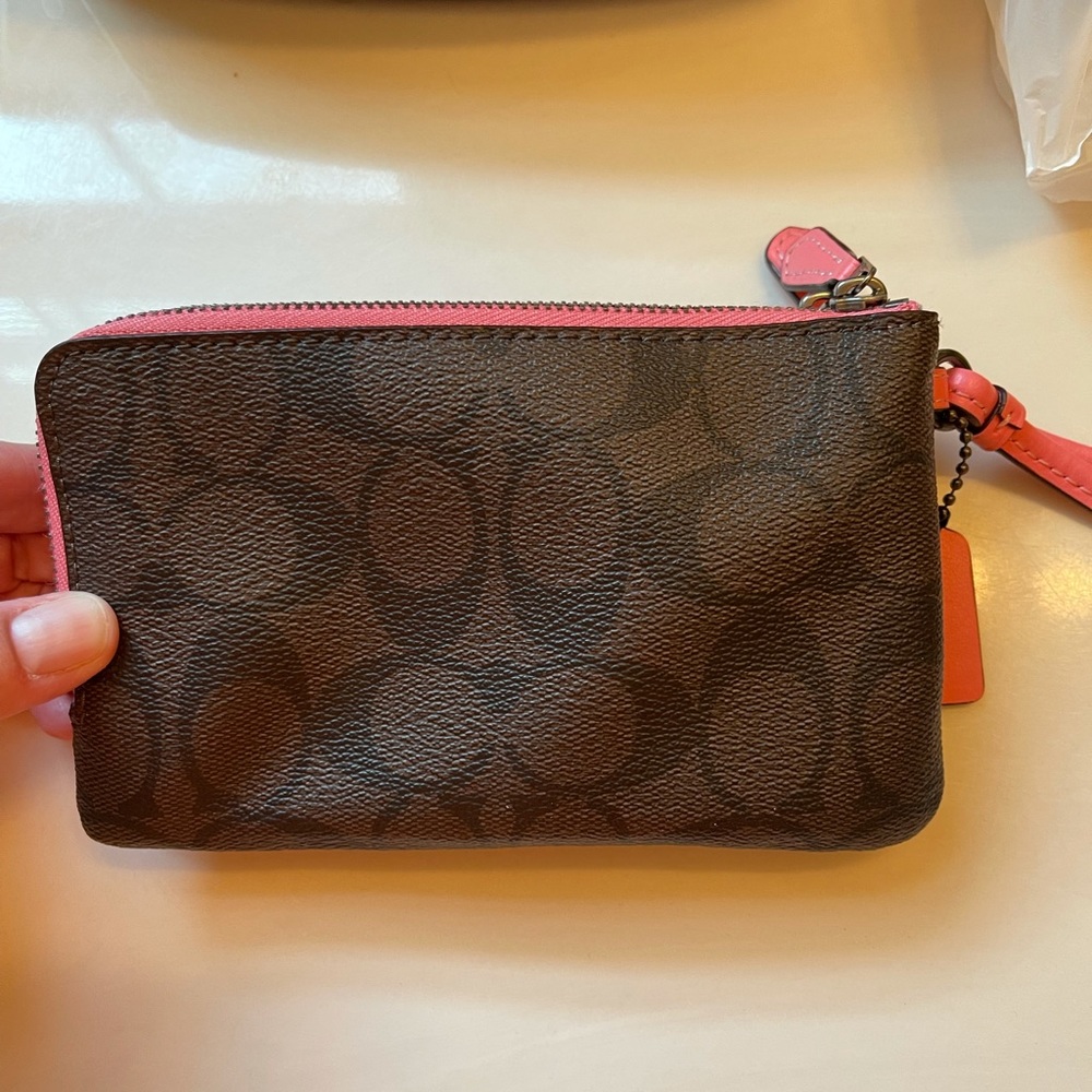 Coach double zip wristlet